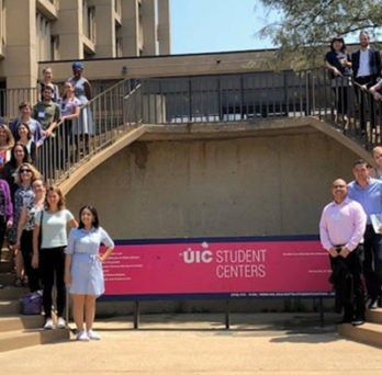 Student Affairs staff representing UIC and international institutions visit UIC campus. 