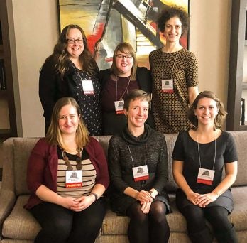 Six Tutorium in Intensive English instructors pose for a photograph at the Illinois Teachers of English to Speakers of Other Languages – Bilingual Education 44th annual convention, Feb. 22-23, in Lisle.
                  