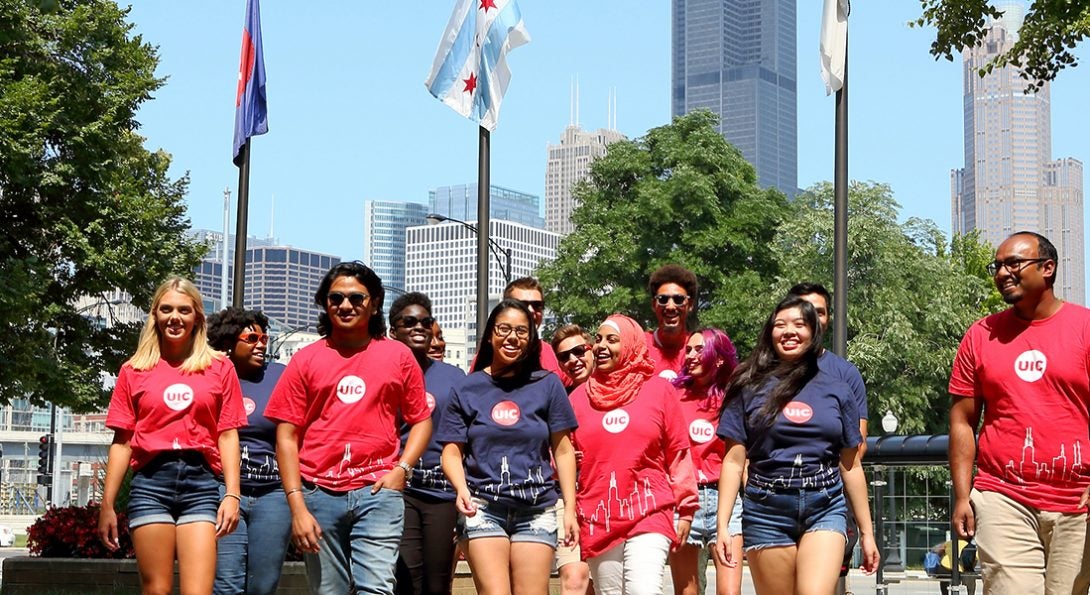 Students walking