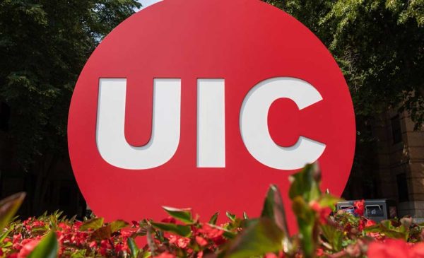 Red UIC circle and red banners