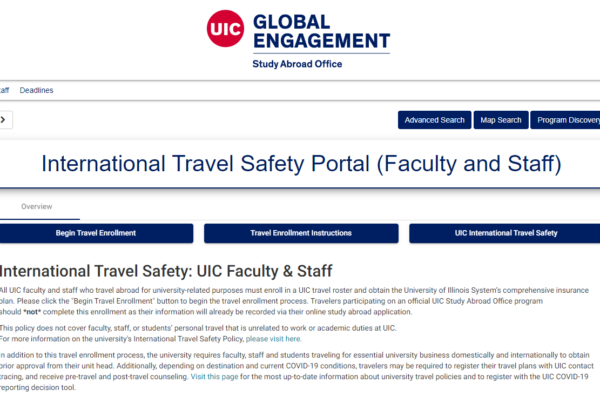 International Travel Safety Portal for faculty and staff