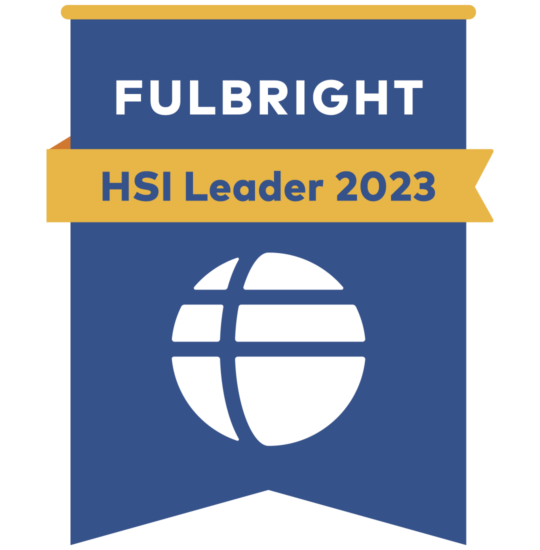 Badge for UIC's recognition as a 2023 Fulbright HSI Leader