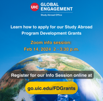 blue background with the words study abroad program development grant in white text 